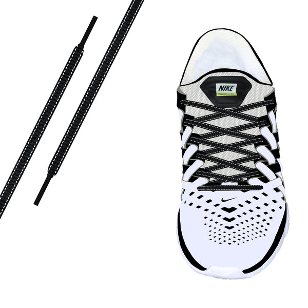 Black Reflective Oval Athletic Laces