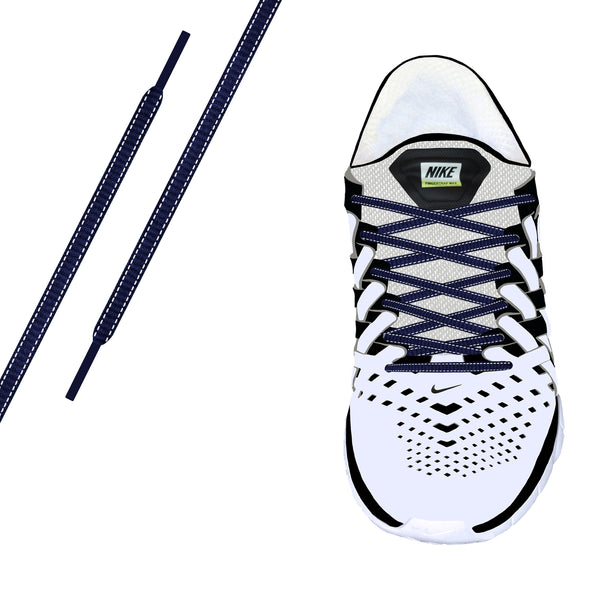 Navy Reflective Oval Athletic Laces