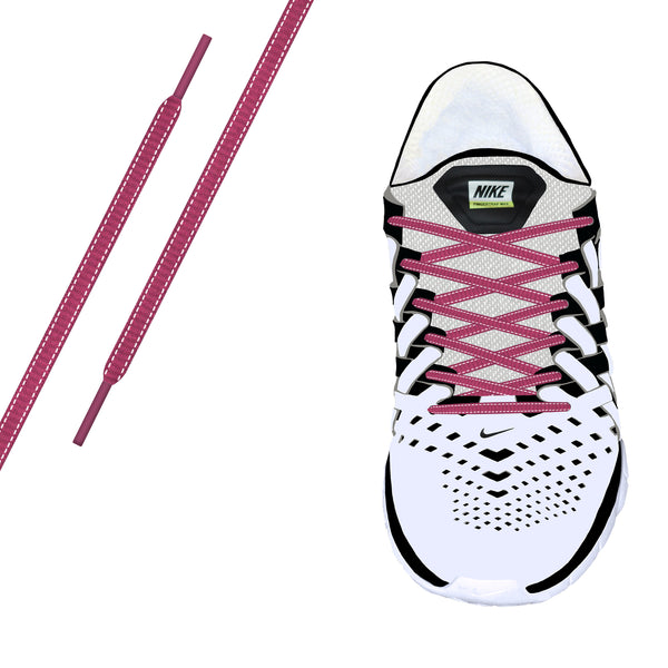 Plum Reflective Oval Athletic Laces