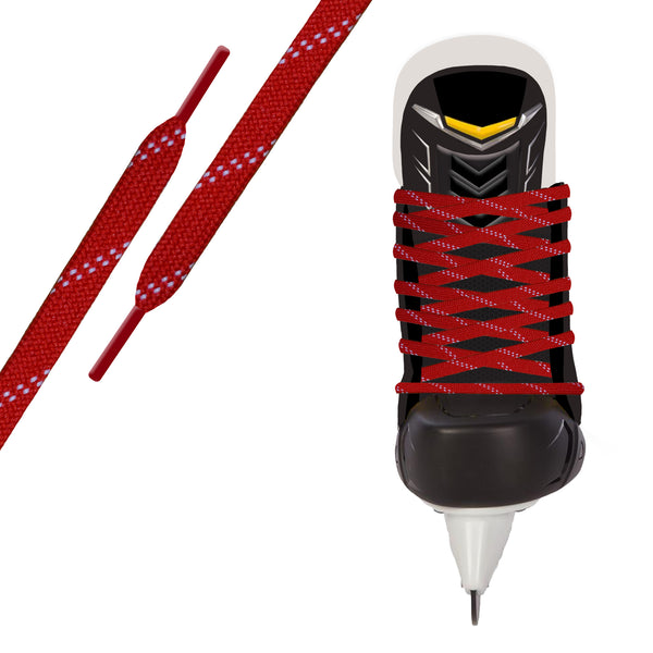 Red/White Pro Waxed Hockey Skate Lace