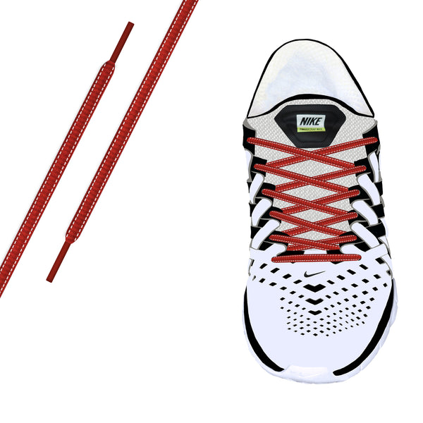 Red Reflective Oval Athletic Laces