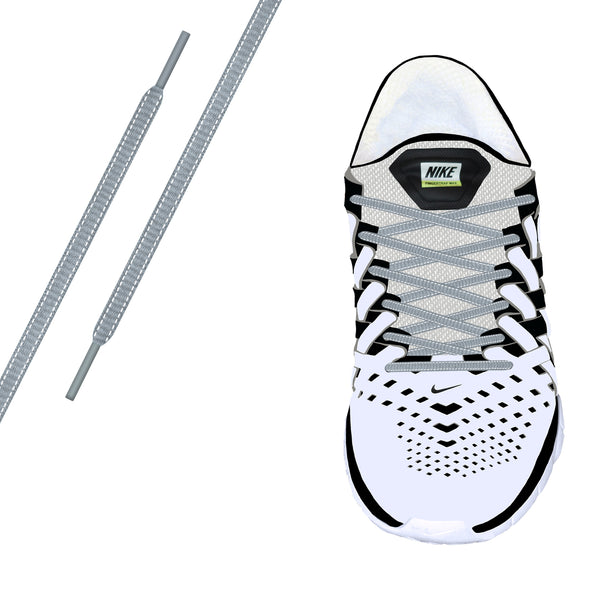 Sky Grey Reflective Oval Athletic Laces