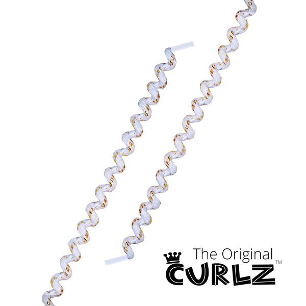 White & Shiny Gold Curlz™ No-Tie Lace